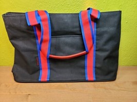 LANCOME Black Red Blue Makeup Tote Beach Bag Snap &amp; Zipper Closure - £19.46 GBP
