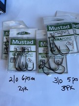 5 pack /two- Mustad 32808np Size 1/0 /three  gramakatsu size 2/0 Live Ba... - $25.73