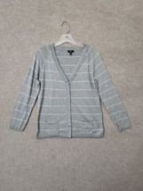 Talbots Button Up Cardigan Sweater Womens Medium Petite Gray Cotton Long... - £15.47 GBP