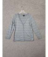 Talbots Button Up Cardigan Sweater Womens Medium Petite Gray Cotton Long... - £15.46 GBP