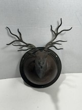 Vintage Rustic Brass Deer Elk Head Plaque Wall Mount Deer With Hanger Hook RARE - £107.88 GBP