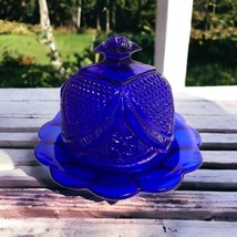 Cobalt Blue Glass Round Covered Butter Dish EAPG No. 15054 Massachusetts... - £18.88 GBP