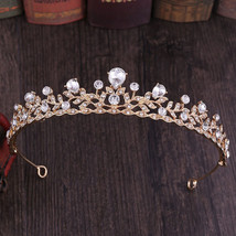Hot Sale Gold/Silver Color Leaves Shape Crystal Tiara Hair Bands Princess Bridal - £12.59 GBP