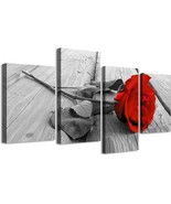rose wall decor - Bedroom Decor for Women Canvas Wall Art Red Rose Pictu... - £30.10 GBP