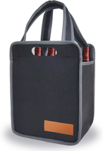 6 Bottle Wine Tote Bag, Reusable Wine Carrier Tote, Insulated Thermal Padded Win - £19.78 GBP