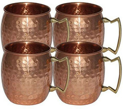 Copper Original Moscow Mule Mug, 18-ounce Solid Copper Hammered Mug Set of 4 - £30.25 GBP