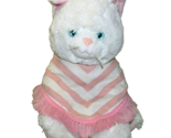 BUILD A BEAR WHITE CAT with PINK STRIPED PONCHO CAPE STUFFED ANIMAL KITT... - $22.50