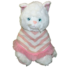 Build A Bear White Cat With Pink Striped Poncho Cape Stuffed Animal Kitten 16" - $22.50