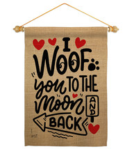 I Woof You Garden Flag Set Dog 13 X18.5 Double-Sided House Banner - £22.04 GBP