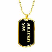 Unique Gifts Store Military Son v2-18k Gold Finished Luxury Dog Tag Neck... - £39.83 GBP