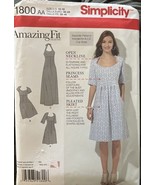 Simplicity Misses &amp; Women Amazing Fit Dress Pattern #1800 Sz 10-18~ Uncut - $9.41