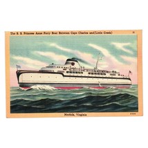 Vintage Postcard SS Princess Anne Virginia Ferry Corporation 1936 Cape Charles - £7.47 GBP