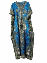 Polyester Long-Kaftan Hippy-Boho-Maxi-One-Women Ethnic Dress Night Teal Blue - £9.43 GBP