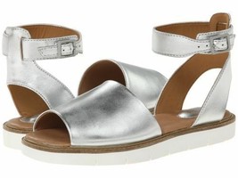 Clarks Artisan Lydie Hala Silver Comfort Flat Leather Sandals Women&#39;s NEW - $50.00