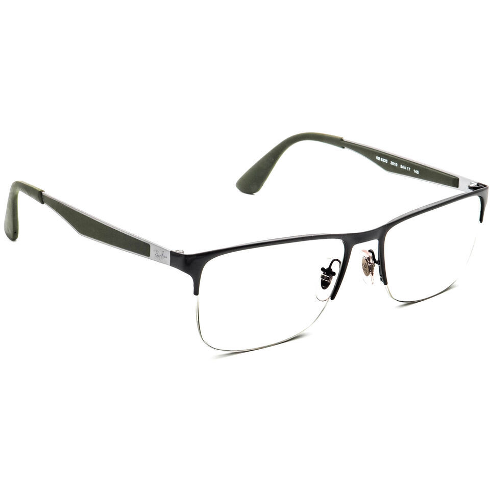 Ray-Ban Eyeglasses RB 6335 3010 Black &amp; Army Green Half Rim Frame 54[]17... - $149.99