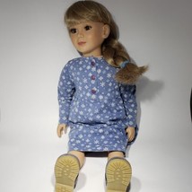 VTG 1999 My Twinn Doll Poseable Blonde Hair Bangs Brown Eyes 23” Blue Dress - £63.76 GBP