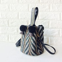 WOONAM New Lady Women Fashion Pure Handmade Multi-color Tweed Mini Bucket Handba - £96.55 GBP