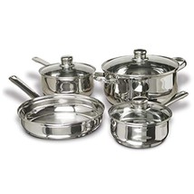 7-Piece Cookware Set Stainless Steel with Tempered Glass Lids - £76.75 GBP