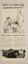 1936 Print Ad Briggs Tobacco Mixture Man Smoking Pipe &amp; Trophy Fish Cartoon - £10.13 GBP