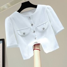 Women Split Puff Sleeve Short Shirts 2022 Summer New Korean Style Solid Color Rh - £117.65 GBP