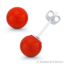 3 to 10mm Orange Coral Ball Studs Pushback Stud Earrings in 14k 14kt White Gold - £26.92 GBP+