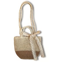 Gift Crossbody Bag Straw Bag Hand Bag Weave bag Cream Bow Natural material - £24.98 GBP