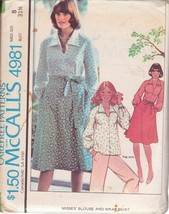 Mc Call's Vintage 1976 Pattern 4981 Size 8 Misses' Blouse & Wrap Skirt - £2.39 GBP