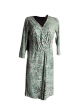 Roz &amp; Ali Faux Wrap Sheath Dress Green White Polka Dot Stretch Womens Si... - $27.71