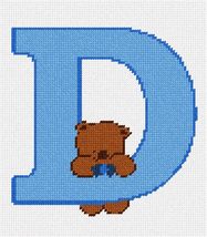 Pepita needlepoint canvas: Letter D Teddy Blues, 7&quot; x 8&quot; - £37.39 GBP+