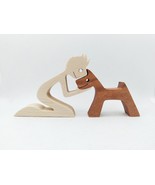 Man and dog, Handmade Wooden Art - £22.04 GBP