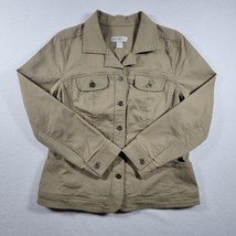 Christopher &amp; Banks Womens Brown Denim Jacket Button Long Sleeve Collar Size M  - £14.58 GBP