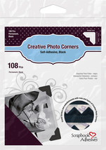 Scrapbook Adhesives Paper Photo Corners Self-Adhesive 108/Pk-Black - £11.50 GBP