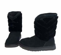 UGG Tania Black Suede Sheepskin Cuff Short Winter Boots Womens Size US 5... - £41.50 GBP