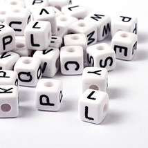 20 Letter Beads Alphabet Acrylic Assorted Lot BULK Wholesale White 10mm Large - £3.77 GBP