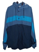 Thomas Burberry Men&#39;s Rare Active Vintage Hoodie Jacket Blue Font Zipper XL - £55.74 GBP