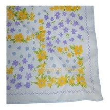 Vintage Armando Coruso Blue Yellow Daisies Floral Flower Bouquet Handkerchief - £18.52 GBP