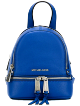 Michael Kors Rhea Zip Electric Blue Leather Silver Xs X-BODY Backpack Bagnwt - £150.35 GBP