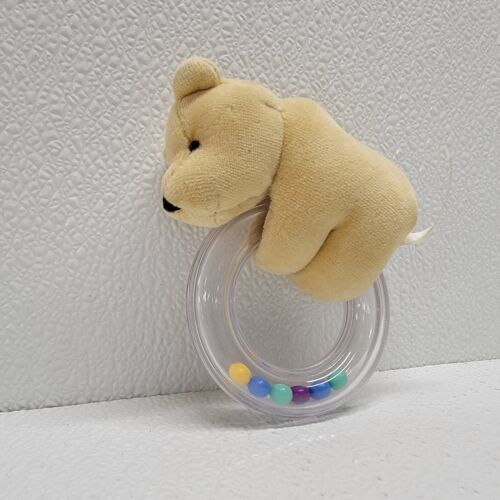 Classic Winnie the Pooh Stuffed Plush Plastic Circle Ring Rattle Baby Toy Gund - $12.77
