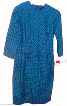RGY Blue &amp; Green Tartan Plaid Dress Long Sleeve Dress Sz 12 - £35.96 GBP