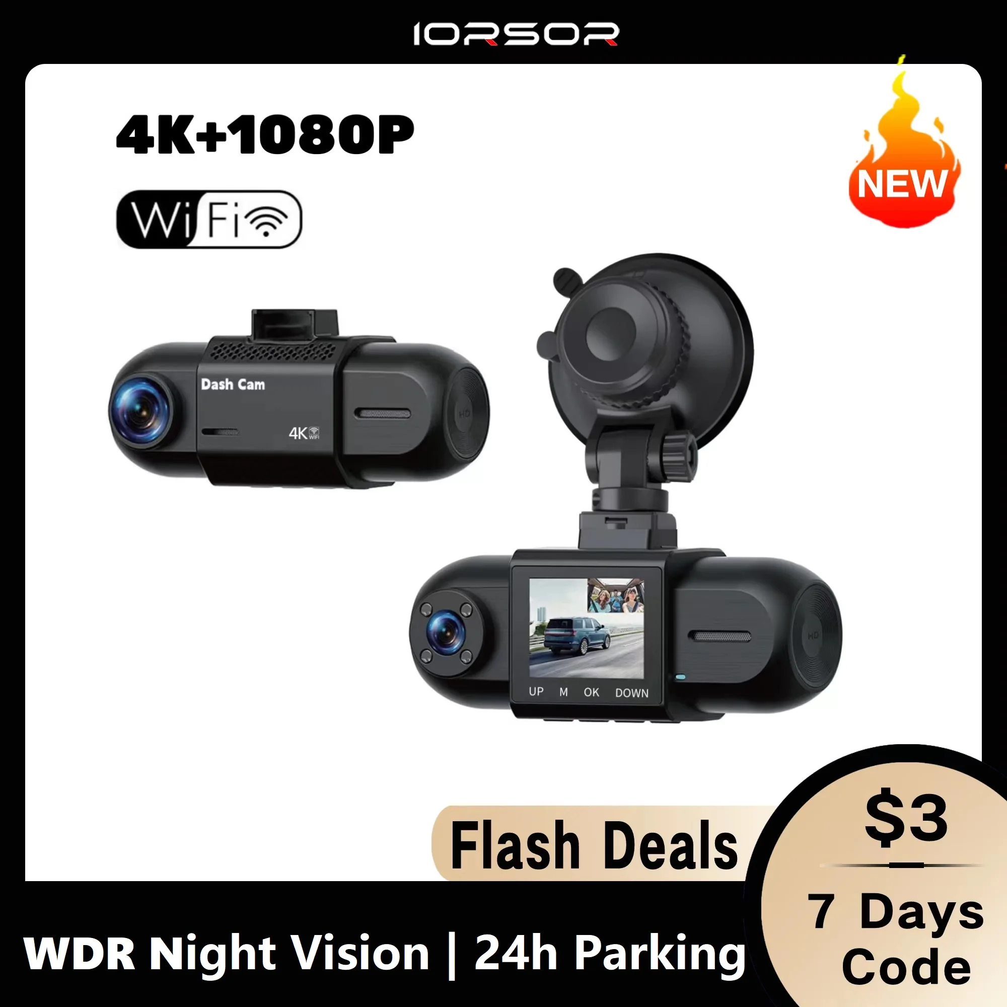 4K Mini Camera Wifi Dash Cam for Car Dual Dvrs Video Registrator Dashcam 24h - £68.83 GBP+