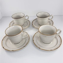 Hearthside Baroque Summer Sun Stoneware Coffee Tea Cups &amp; Saucers Japan Set of 4 - £19.54 GBP