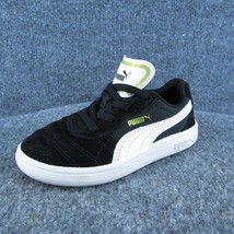 PUMA Boys Sneaker Shoes Black Leather Slip On Size T 9 Medium - £17.13 GBP