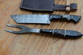 damascus hand forged knife and fork BBQ hunting set From The Eagle Collection784 - £54.43 GBP