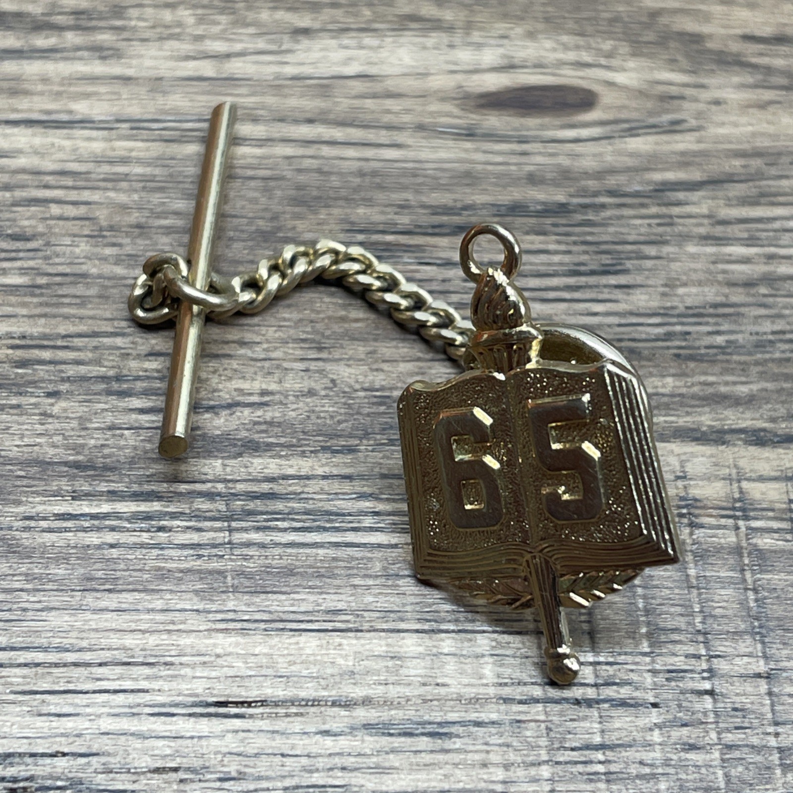 Vintage 1965 Graduation Gold Tone Tie Tack Pin Men&#39;s Fashion Jewelry KG JD - $9.89