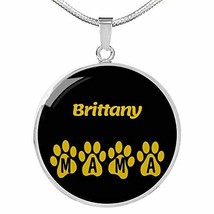 Brittany Mama Circle Necklace Stainless Steel or 18k Gold 18-22&quot; Dog Owner Lover - £35.48 GBP
