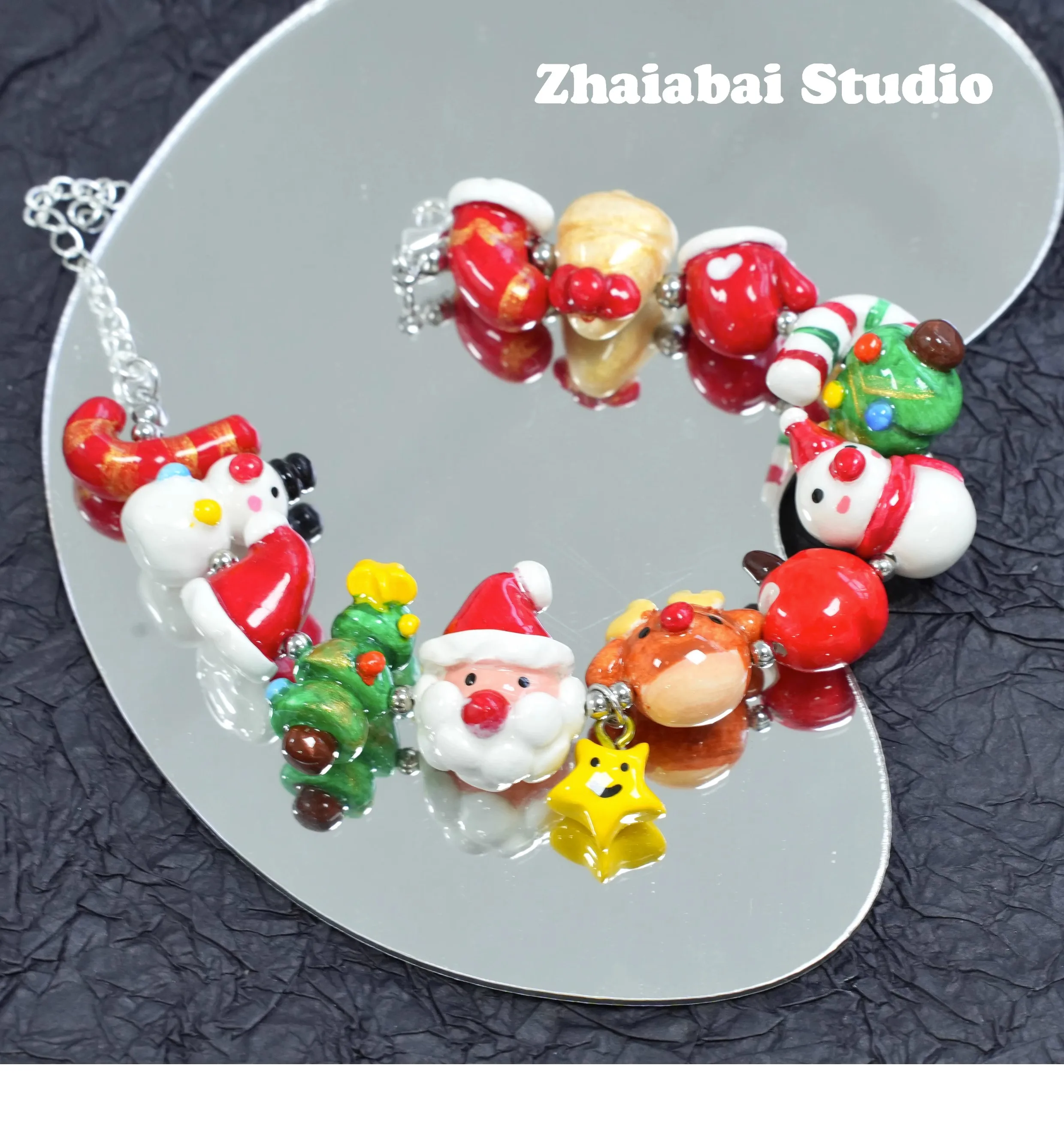 Christmas string bead handmade stone plastic clay series hand-painted beads DIY - £31.20 GBP+