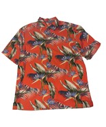 Tommy Bahama Orange Floral Button Front 100% Silk Short Sleeve Button Up... - $35.99