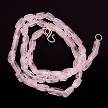 Natural Rose Quartz Gemstone Fancy Tube Smooth Beads Necklace 17&quot; UB-3484 - £8.59 GBP