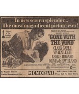 VINTAGE 1970 Gone With the Wind Newspaper Advertisement Clark Gable Vivi... - £15.48 GBP