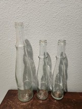 Vtg Modele Depose Glass Tall Bottles Wine Carafe Embossed Grapes &amp; Leaves (3) - £26.11 GBP